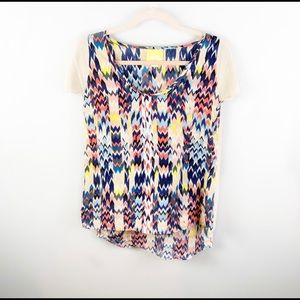 Maeve Anthro Multicolored Herring Bone Style Top